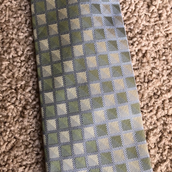 Craft & Barrow Green and Light Blue Pattern Tie - Picture 3 of 4